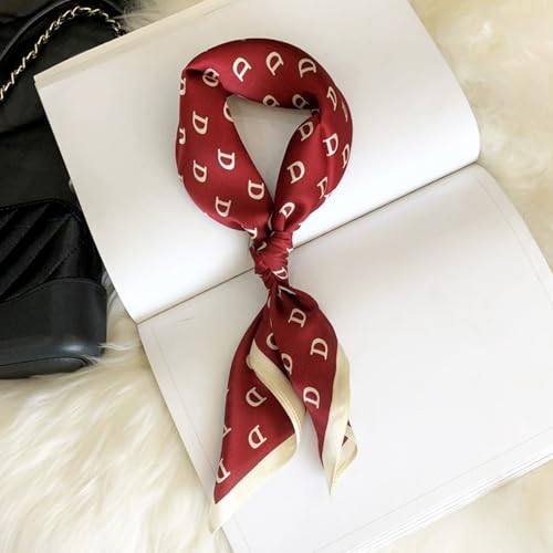 100% Mulberry Silk Neck Scarf for Women Square Neckerchief – 21 inch - color: Wine Red D
