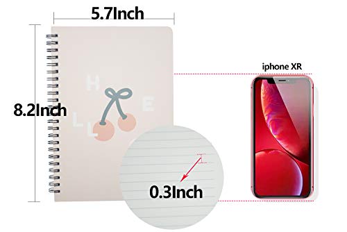 Yansanido Spiral Notebook, 4 Pcs A5 Cherry Design Hardcover 8mm Ruled 4 Color 80 Sheets -160 Pages Journals for Study and Notes (Cherry) - style: Cherry