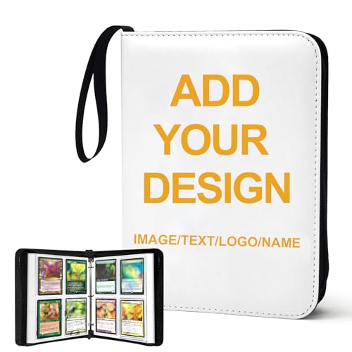 400 Pockets Custom Card Binder, Portable Waterproof PU Storage Album,GP67 - color: A-Custom-400