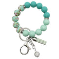 Unpafcxddyig Silicone Bead Keychain Bracelet Wristlet Key Ring - color: Rainbow Lake Blue