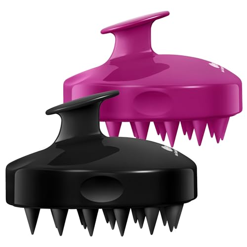 HEETA 2-Pack Large Scalp Massager Scrubber Shampoo Brush for Hair Growth - color: Purple & Black