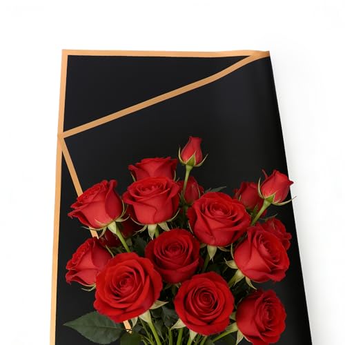CCIJESW 20 Sheets Flower Bouquet Wrapping Paper Flora Packaging Black - color: 018-Transparent Black