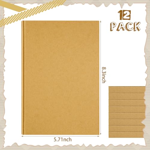 Henoyso 12 Pcs A5 Blank Notebook Journal Hardcover Sketchbook, 8.3 x 5.7 in - color: Brown, size: 8.3x5.7 Inch