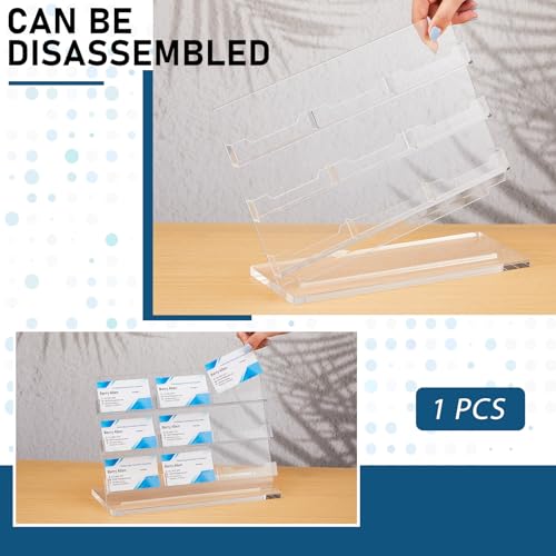 Dunzoom Business Card Holder for Desk, 9 Slots Acrylic Card Display Stand - style: 9 Slots