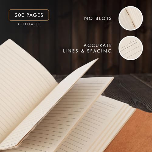 ELIZO Lined Paper Leather Bound Journal-200 Pages, Teak Brown, 4X6 Inches (A6) Book of Shadows Grimoire, Leather Journal for Men & Women, Sketchbook Writing Notebook, Daily Notepad, Travel Diary - size: 4x6 (Snap Closure)