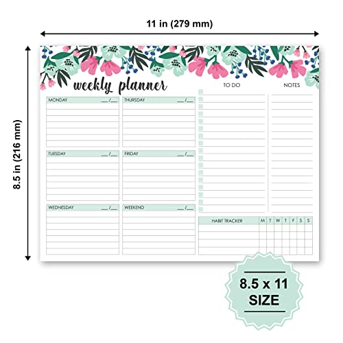 Weekly Planner Pad 52 Tear-Off Sheets Undated 8.5 x 11 Desk Pad - style: Style 1