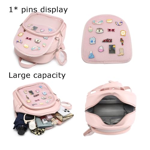 Aesthetic Kawaii Ita Backpack Pin Display Cute Purse For Anime Pins - color: Pink