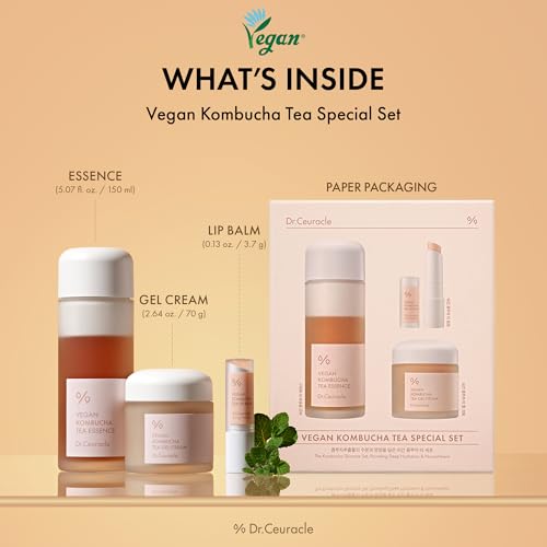 Dr.Ceuracle Vegan Kombucha Tea Special Set, Essence + Gel Cream + Lip Balm - color: Special Set