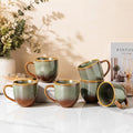 theterra Ceramic Coffee Mugs Set of 6, 12 oz Coffee Cups with Handle - color: Sage Umber, size: 12 OZ (Set of 6)