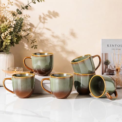theterra Ceramic Coffee Mugs Set of 6, 12 oz Coffee Cups with Handle - color: Sage Umber, size: 12 OZ (Set of 6)