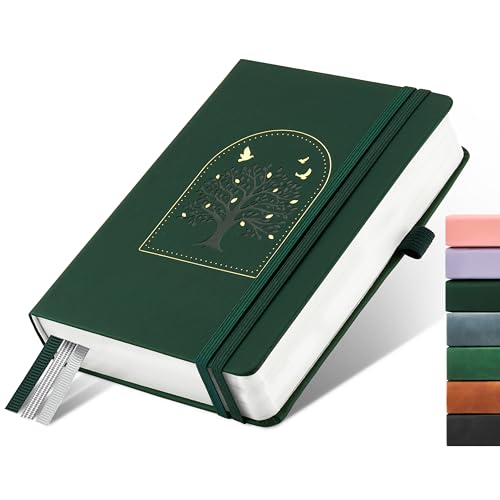 &And Per Se 365 Page Journal – A5 Hardcover Lined Notebook, One Book for the Whole Year, 100gsm Thick Paper, Numbered Pages & 3 Bookmarks, Annual Diary for Daily Writing (Dark Green) - color: Dark Green with Pattern, style: 365-Lined