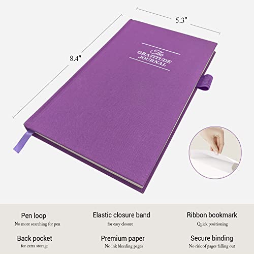 The Gratitude Journal: Inspire Thankfulness, Mindfulness, Positivity, Happiness,Upgraded with Pen Holder, Inner Pocket & Elastic Closure Band (Purple) - color: Purple