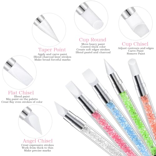 Nail Art Tools 27Pcs Set,Nail Art Brush,Resin Nail Art Palette,5 Pcs Nail Art Sculpture Pen,2-way Acrylic Silicone Engraving Pen Dotting Pen Tools Nail Art Kit for Nail Art DIY - color: F4#Black Style 9