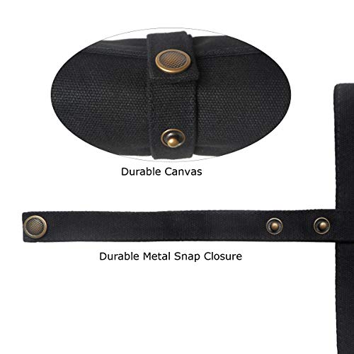 Canvas Stationery Handmade Foldable Rollup Pencil Case Travel Pen Holder Wrap Black - color: Black, size: 1