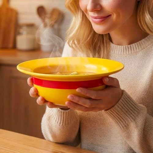 Straw Hat Ceramic Bowl Set w/ Spoon Fork & Chopsticks - Novelty Ramen Bowl