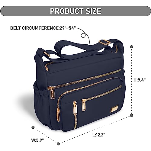 NPBAG Crossbody Bag for Women, Shoulder Purse Handbag Messenger Bag, Trendy Pocketbooks, Waterproof and Multi-Pockets - color: Navy