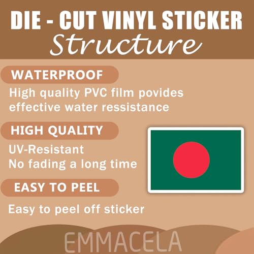 (3PCS) Bangladesh Flag stickers, Countries Flag Stickers - Waterproof Vinyl Decals For Laptops, Tumblers, Water Bottles, Books, Scrapbooks, Size 3 x 2 Inch - color: Bangladesh