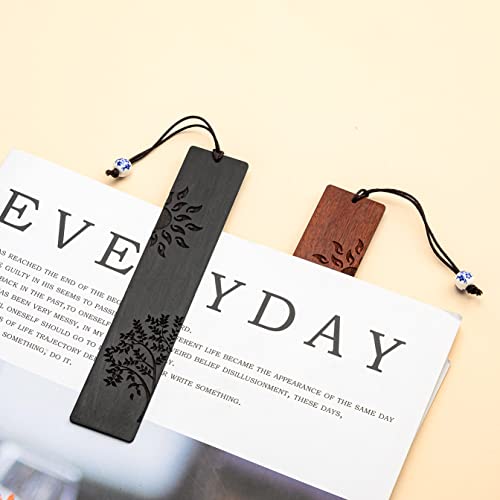 2 Pcs Wood Bookmark, Unique Bookmarks Gift for Men Women, Book Marks Accessories (Sun and Tree) - style: Sun and Tree