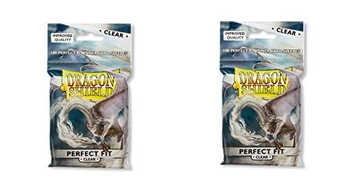 2 Packs Dragon Shield Inner Sleeve Clear Standard Size 100 ct Card Sleeves Individual Pack - color: Perfect Fit X2