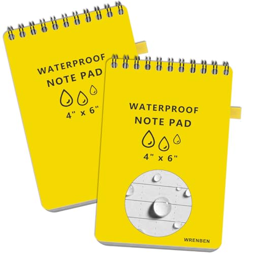 Waterproof Top Spiral Notepads 4" x 6", Universal Grid, Medium, Yellow - color: Yellow, size: Medium