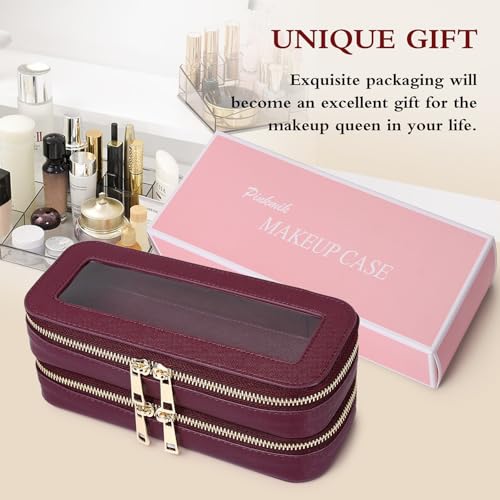 Pinkmik Double Layer Makeup Bag, Burgundy, Double SLIM - color: B3/Burgundy, size: 2-Layer SLIM