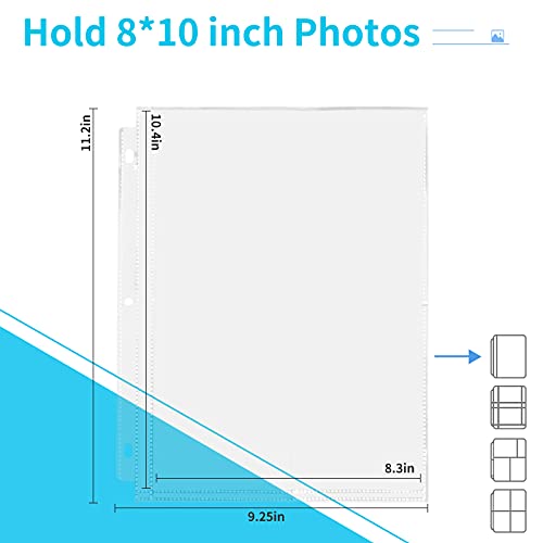 Fabmaker 30 Pack 8x10 Photo Sleeves for 3 Ring Binder, Hold 60 Photos - size: 8x10 inch 1 pocket