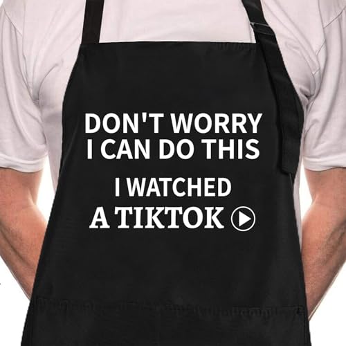 Rosoz Funny BBQ Black Chef Aprons for Men Adjustable Kitchen Cooking Aprons - color: Don't Worry,a Totikk