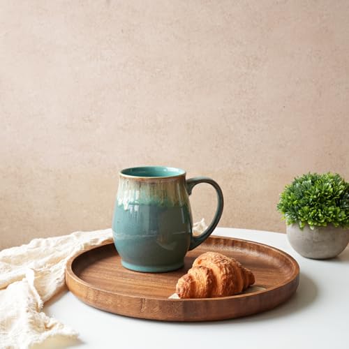 Bosmarlin Extra Large Ceramic Coffee Mug, 24 Oz, Dishwasher and Microwave Safe, Big Oversized Tea Cup, Reactive Glaze (Peacock Blue) - color: Peacock Blue