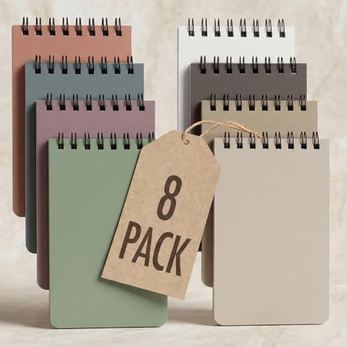 ZICOTO Aesthetic Pocket Notebooks Set Of 8 - Small 3x5 Spiral Notepads - color: Natural Earthy Tones