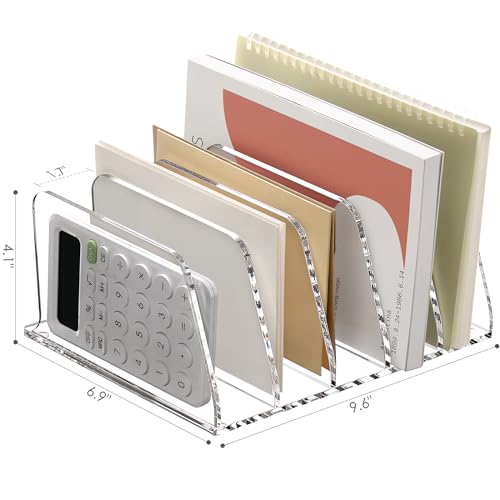 SANRUI Clear Acrylic Mail Sorter Desk Bill Organizer Holder, 5 Compartments - size: 5 Compartments Tilted Enlarge