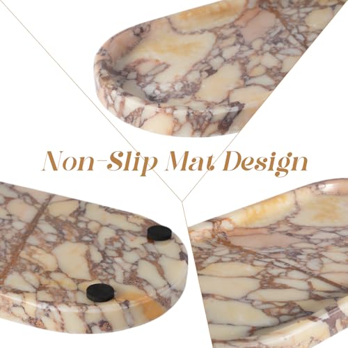 Koville Natural Marble Tray for Decor, Marble Vanity Tray for Perfume, Cosmetics, Jewelry, Stone Decorative Trays for Dresser Organizer, Storage Trays for Home Bathroom Countertop(Calacatta Viola) - color: Calacatta Viola