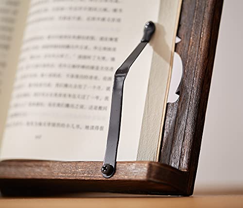 Book Stand with Page Clips, Foldable Reading Rest Holder, Portable Desk Bookrest, Cookbook/Tablet PC/Music Document Stand, Adjustable Wood Reading Frame (Sakura & Rabbit, 11.8 x 8.7 inches) - color: Sakura & Rabbit, size: 11.8 x 8.7 inches