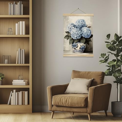 You found a duck Vintage Blue Hydrangea Poster Wall Art Decor,Retro Hydrangea Wall Art,Flower Linen Hanging Poster for Bedroom Living Room Office, Farmhouse18.5X14inch (HD015) - color: HD015