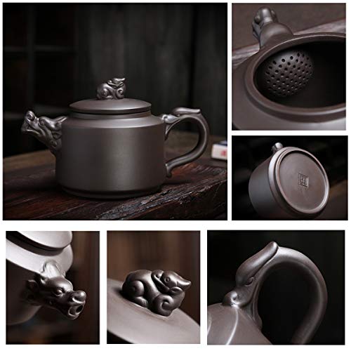 Travel Tea Sets Chinese Kung Fu Ceramic Teapot Portable Handmade Purple Clay Teapot Teacups All in One Gift Bag for Adults (Purple Clay Dragon Tea Sets) - size: Purple Clay Dragon Tea Sets