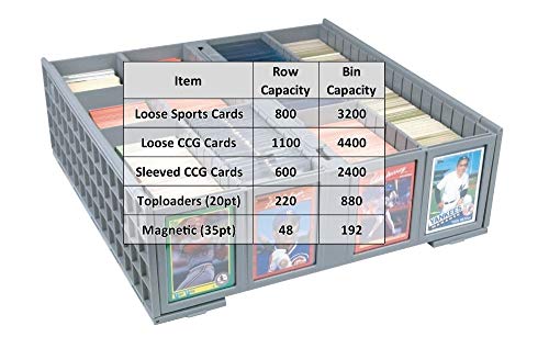 BCW Collectible Card Bin, Holds 3,200 Cards, Stackable, Grey, 4 Dividers - style: Single