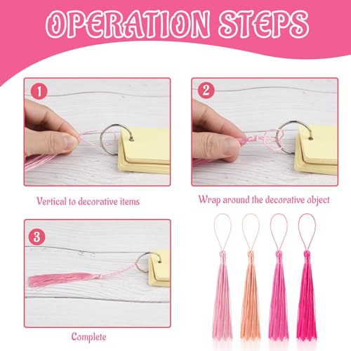 100 Pcs Bookmark Tassels Bulk Pink Series Soft Craft Silky Handmade Mini Tassels for Jewelry Making with Loops for DIY Craft Accessory Dress Decoration - color: Pink Series