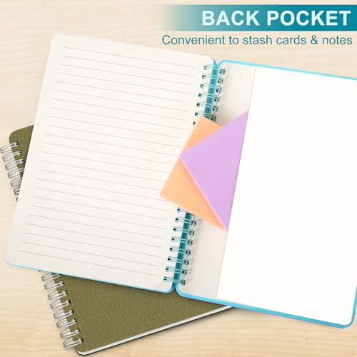 Lined Spiral Journal Notebook, A5 Hardcover Leather Notebook for Work, 5.7''×8.2'', 100GSM Thick Paper Spiral Bound Journaling Notebooks for Women & Men Office School Note Taking Business, Sky Blue - color: Sky Blue, size: A5
