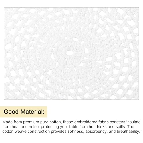 uxcell Crochet Doilies Round Lace Placemats for Decoration 8" White 8Pcs - color: White