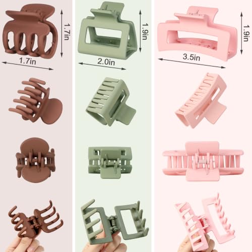 SMKSL 12 Pcs Hair Claw Clips for Women & Girls 3 Styles Hair Accessories - color: Neutral Harmony