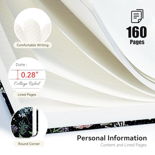 Lined Spiral Journal Notebook for Work A5, 160 Pages, Green Leaf Starry Sky - color: Green Leaf Starry Sky