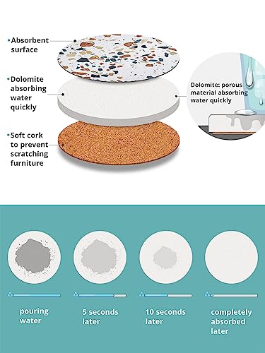 LIFVER Coasters Set of 6, Terrazzo Style Ceramic Drink Coasters with Holder - color: Terrazzo Marble, size: 6 Pack