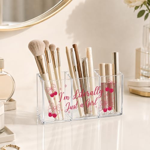 I'm LiterallyJust a Girl Acrylic Cosmetic Organizer 3 Compartments - color: Transparent048