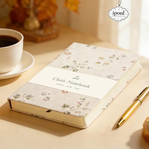 Floral Linen Notebook, Similar Embroidered, Small, 5x7, B6, Hardcover, Lay Flat, Lined & Unlined Sketchbook, Journal for Women,White - color: B6-Floral White