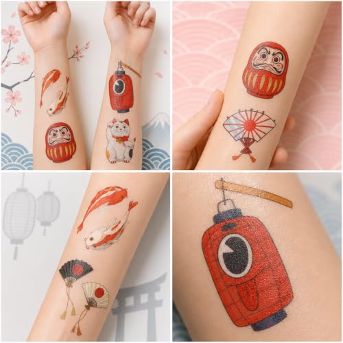 96PCS Japanese Temporary Tattoos Pre-Cut Themed