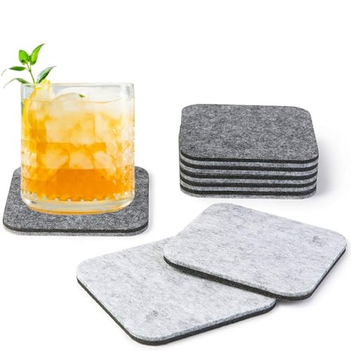 A&A Wonders Premium Felt Coasters for Drink, Two-Tone Reversible, Absorbent Felt Protects Furniture, Table, Anti Slip, Suitable for Drinks & All Table Types (Light Gray/Dark Gray, Square 6 Pack) - color: Light Gray/Dark Gray, size: Square 6 Pack