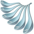 Blue Ceramic Soup Spoons Set of 6, 6.75 Inch Ramen Spoons for Chinese, Pho, Cereal, Noodles, Stews, Wonton, Dumpling, Miso - Deep Oval Hook Design, Dishwasher Safe - size: 6.75 inch - Blue