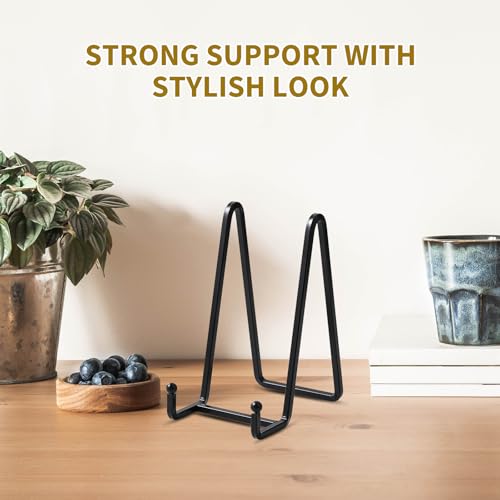 Plate Holder Easel Display Stand - 6 inch Metal Plate Stands for Display - Tabletop Picture Stand - Black Iron Easels for Display Pictures | Photo Frames | Book | Decorative Plates | Plaque - 4 Pack - size: 6 inch (4 pack)