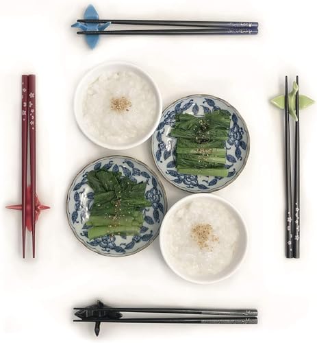 JapanBargain 3642, Japanese Portable Bamboo Chopsticks with Case for Travel, Yuzen Pattern Blue Floral Print, Made in Japan - color: Yuzen Blue