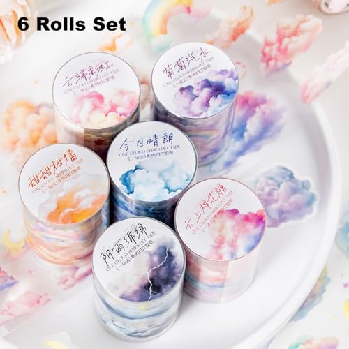 6 Rolls Pre-Cut Cloud PET Tape for Scrapbook Journaling - style: A Cloud
