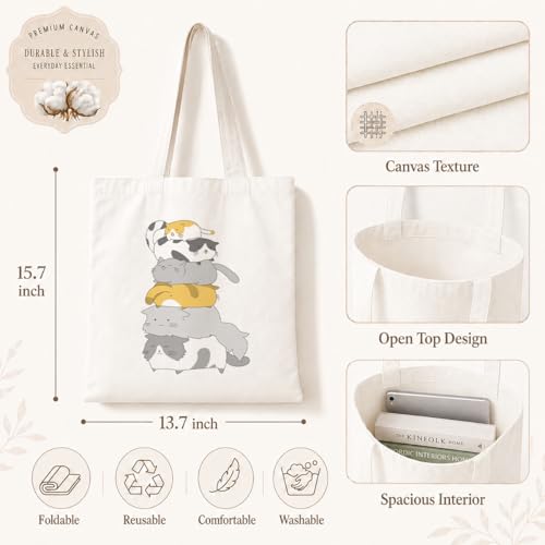 Funny Canvas Tote Bag, Reusable Shoulder Grocery Bag, Holiday Gift Bags for Friends, 13.7x15.7 inch - color: Style 06
